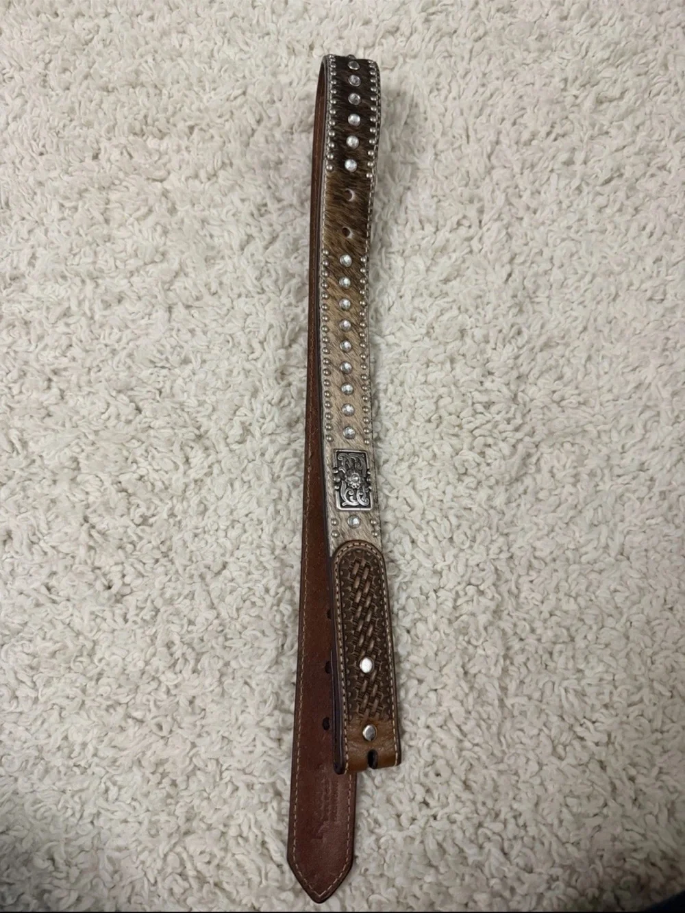 Studded Leather Men’s Belt - Brown & Tan